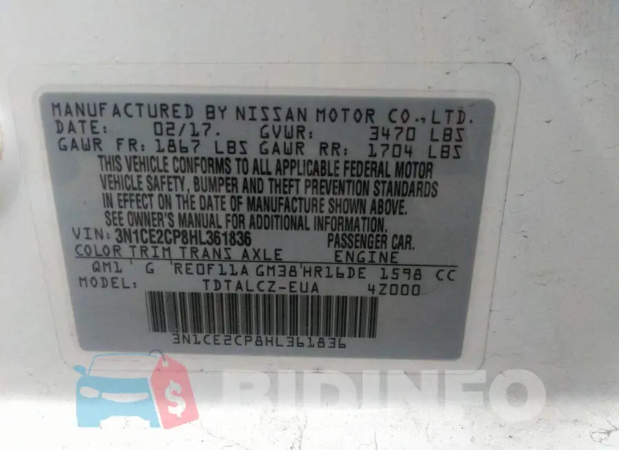 3N1CE2CP8HL361836 Photo# 9