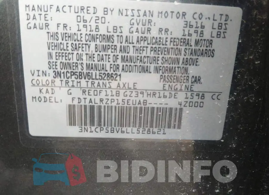 3N1CP5BV6LL528621 Photo# 9