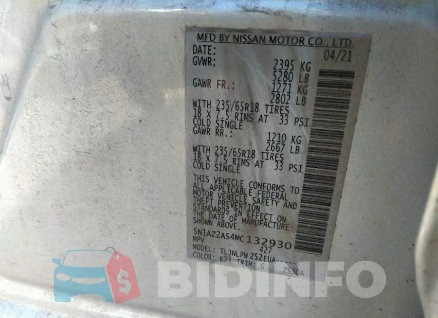 5N1AZ2AS4MC132930 Photo# 9