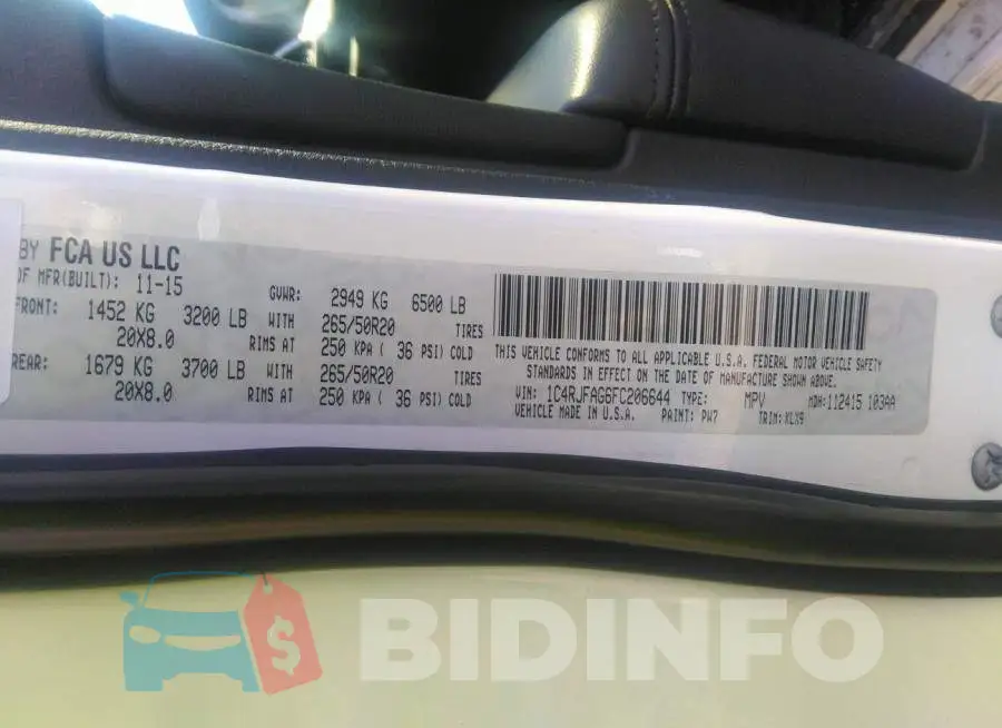 1C4RJFAG6FC206644 Photo# 9
