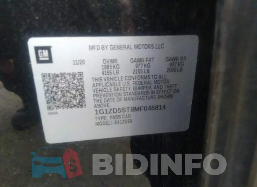 1G1ZD5ST8MF045814 Photo# 9