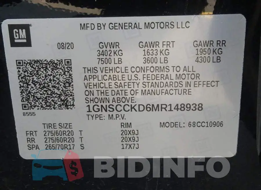 1GNSCCKD6MR148938 Photo# 9