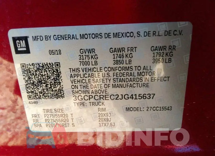 3GCPCREC2JG415637 Photo# 9