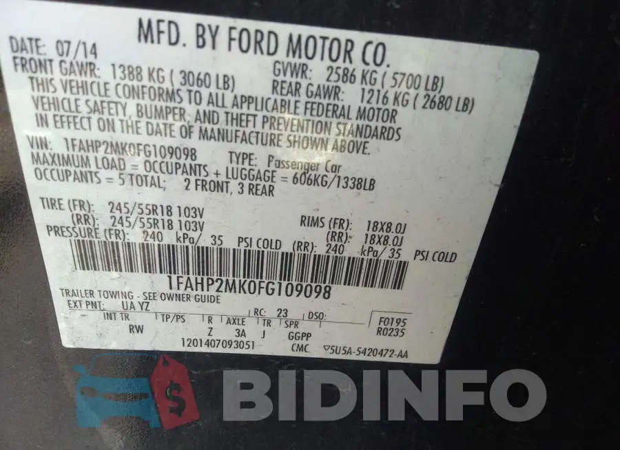 1FAHP2MK0FG109098 Photo# 9