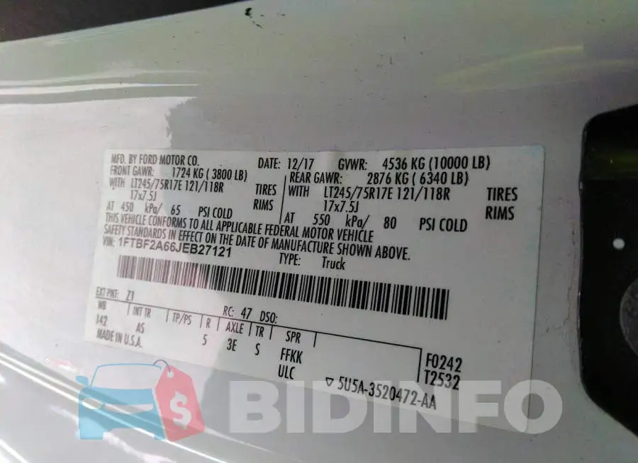 1FTBF2A66JEB27121 Photo# 9