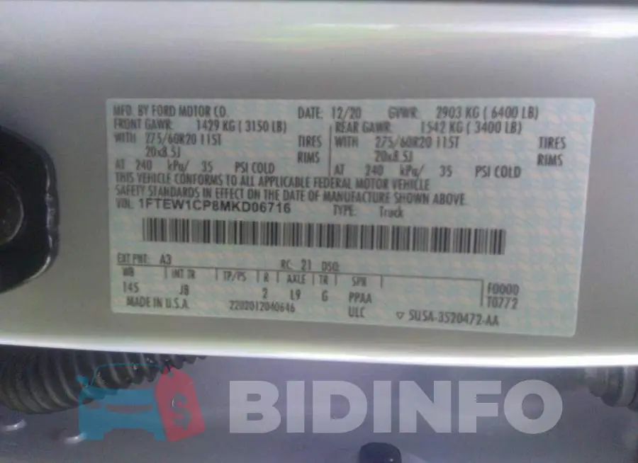 1FTEW1CP8MKD06716 Photo# 9