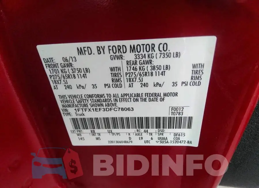 1FTFX1EF3DFC78063 Photo# 9