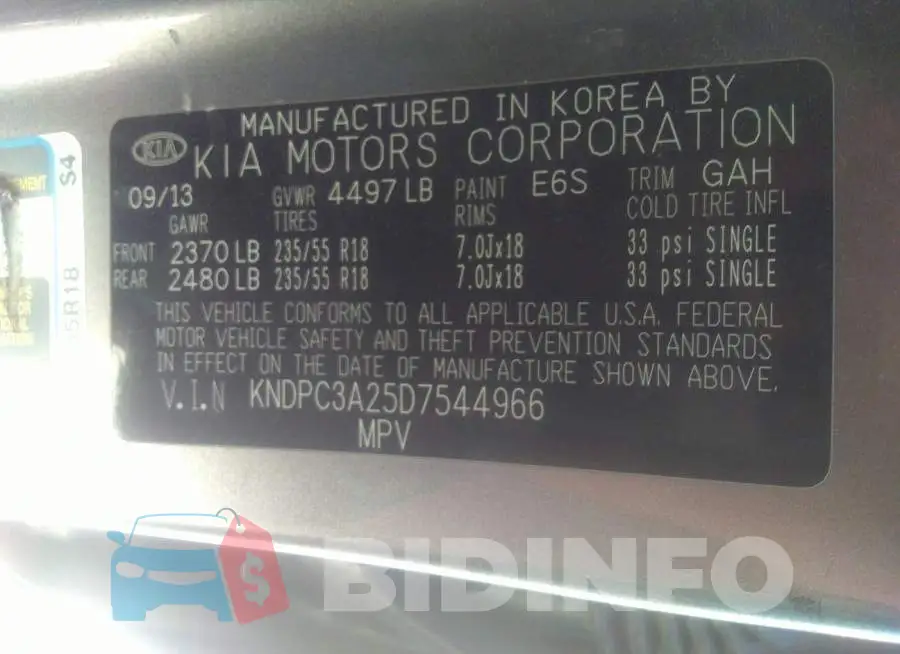 KNDPC3A25D7544966 Photo# 9