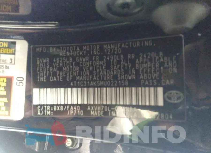 4T1C31AK5MU022158 Photo# 9
