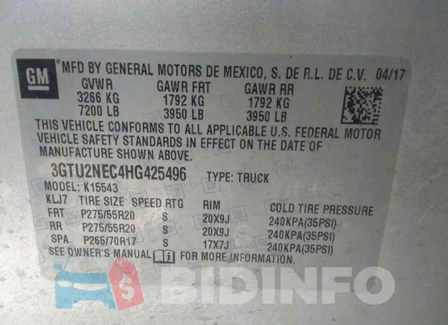 3GTU2NEC4HG425496 Photo# 9
