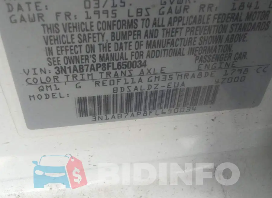 3N1AB7AP8FL650034 Photo# 9