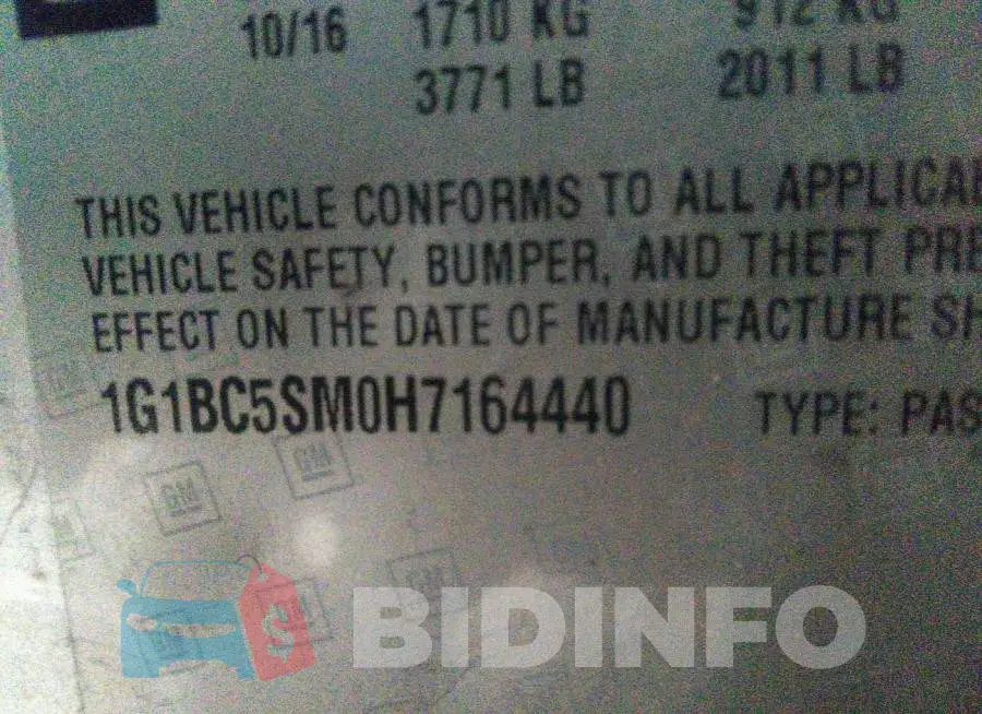 1G1BC5SM0H7164440 Photo# 9