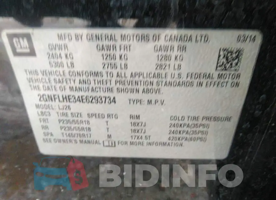 2GNFLHE34E6293734 Photo# 9