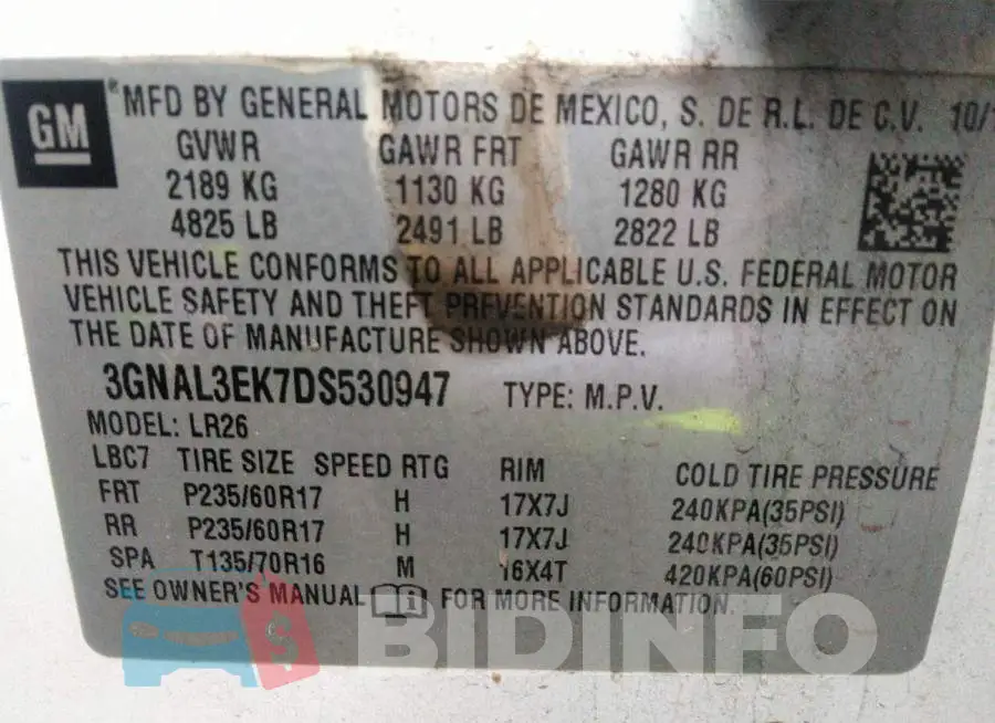 3GNAL3EK7DS530947 Photo# 9