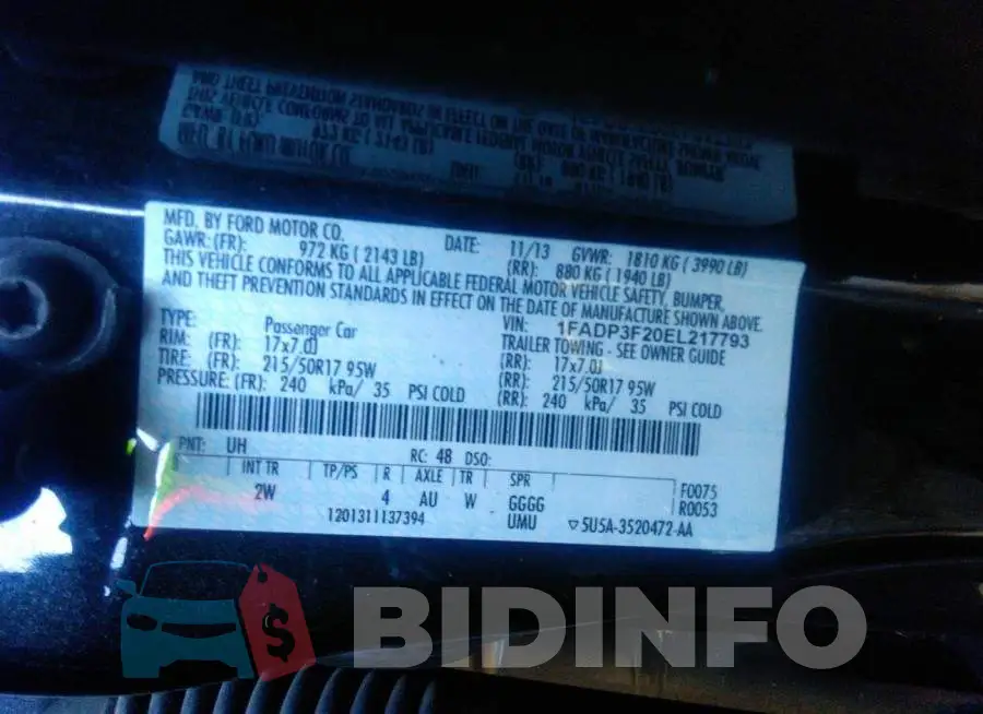 1FADP3F20EL217793 Photo# 9
