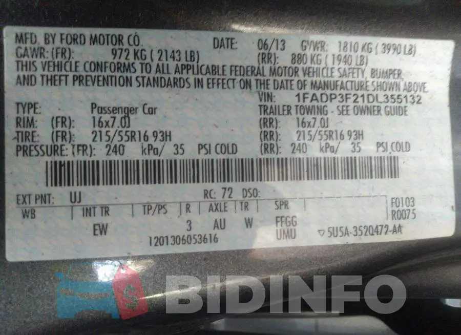 1FADP3F21DL355132 Photo# 9