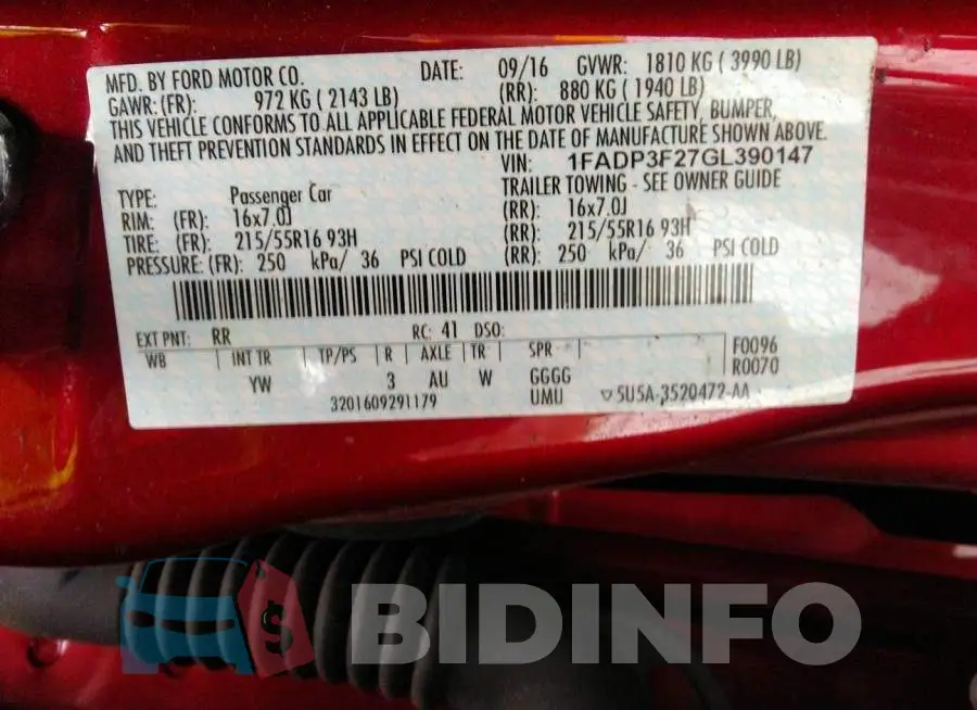 1FADP3F27GL390147 Photo# 9