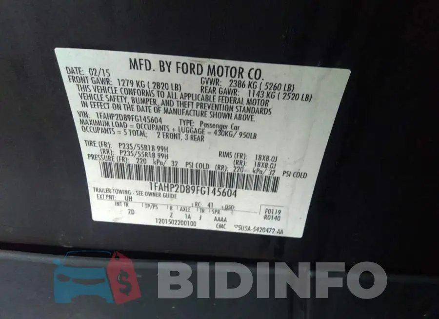 1FAHP2D89FG145604 Photo# 9
