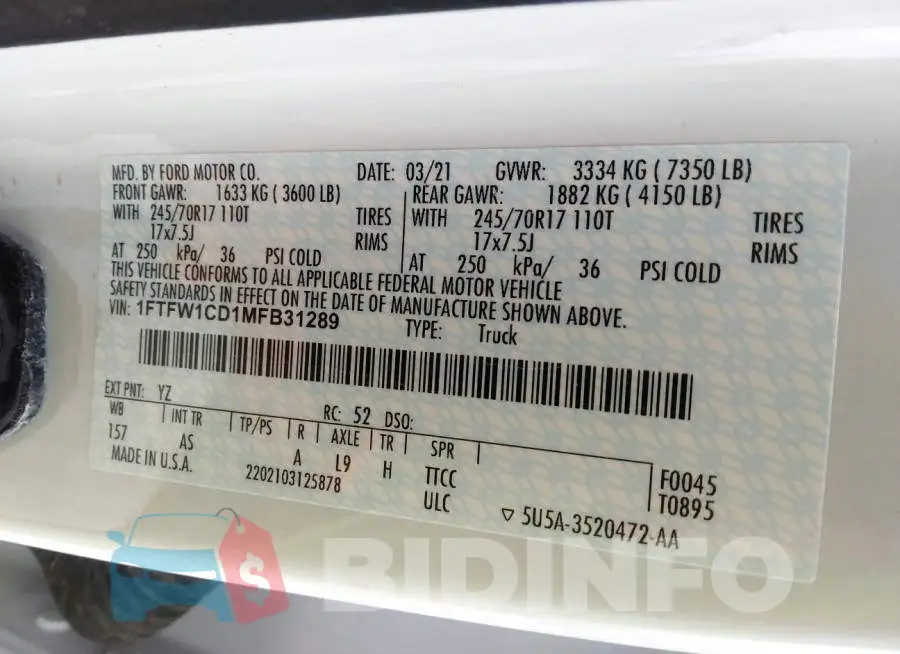 1FTFW1CD1MFB31289 Photo# 9