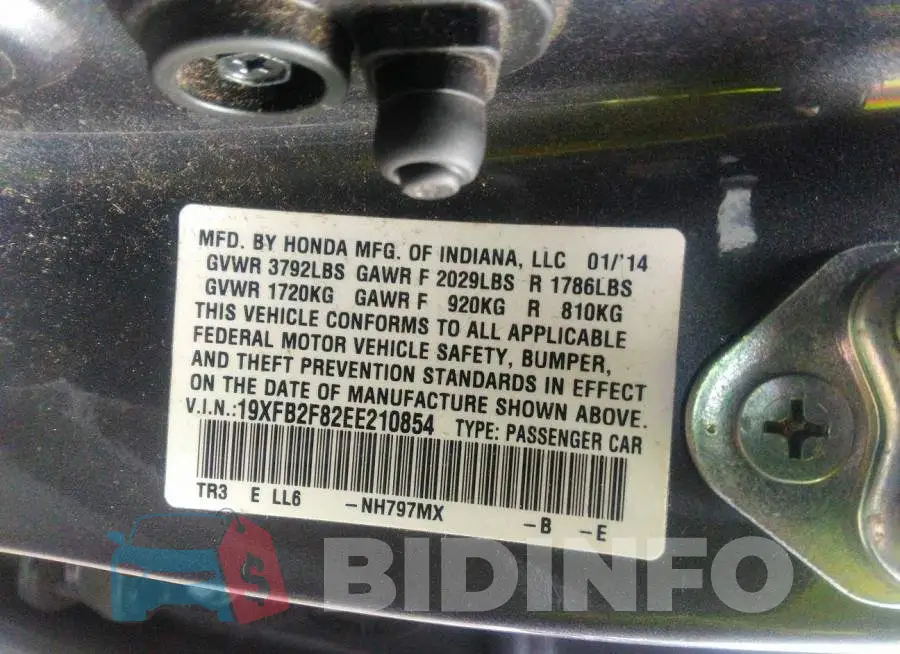 19XFB2F82EE210854 Photo# 9
