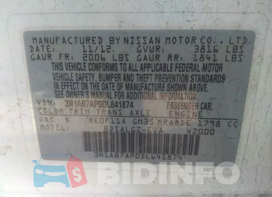 3N1AB7AP0DL641874 Photo# 9