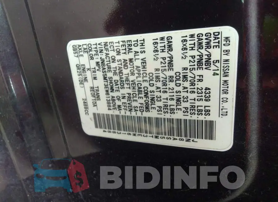 JN8AS5MT3EW613884 Photo# 9