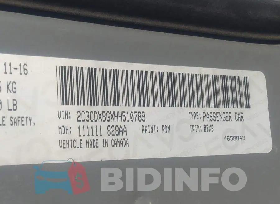 2C3CDXBGXHH510789 Photo# 9