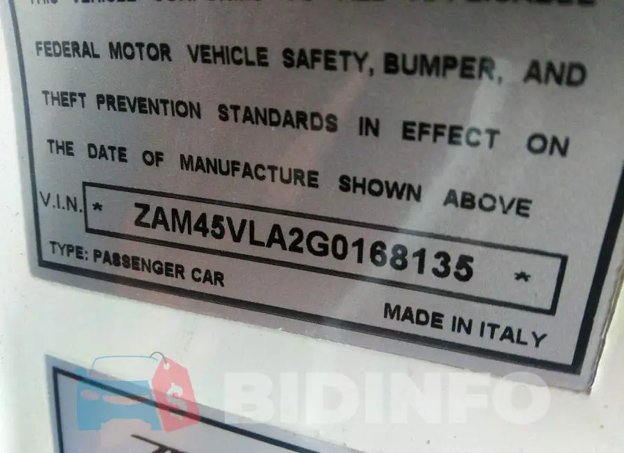 ZAM45VLA2G0168135 Photo# 9