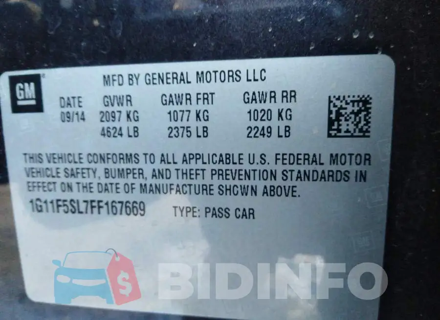 1G11F5SL7FF167669 Photo# 9