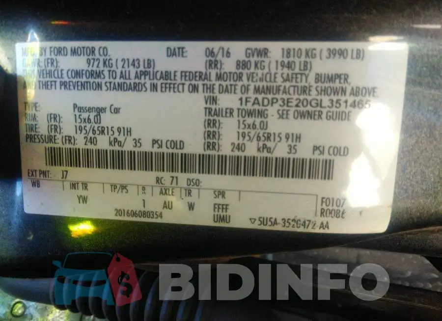 1FADP3E20GL351465 Photo# 9
