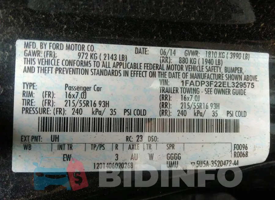 1FADP3F22EL329575 Photo# 9