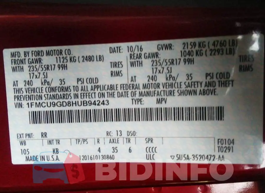 1FMCU9GD8HUB94243 Photo# 9