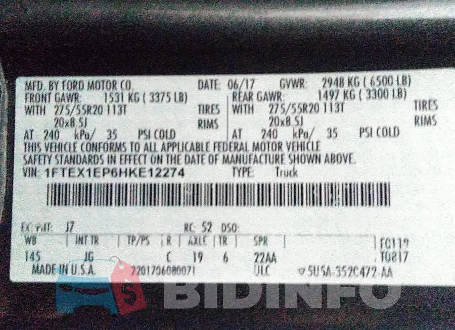 1FTEX1EP6HKE12274 Photo# 9