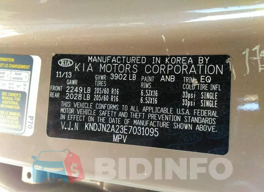 KNDJN2A23E7031095 Photo# 9