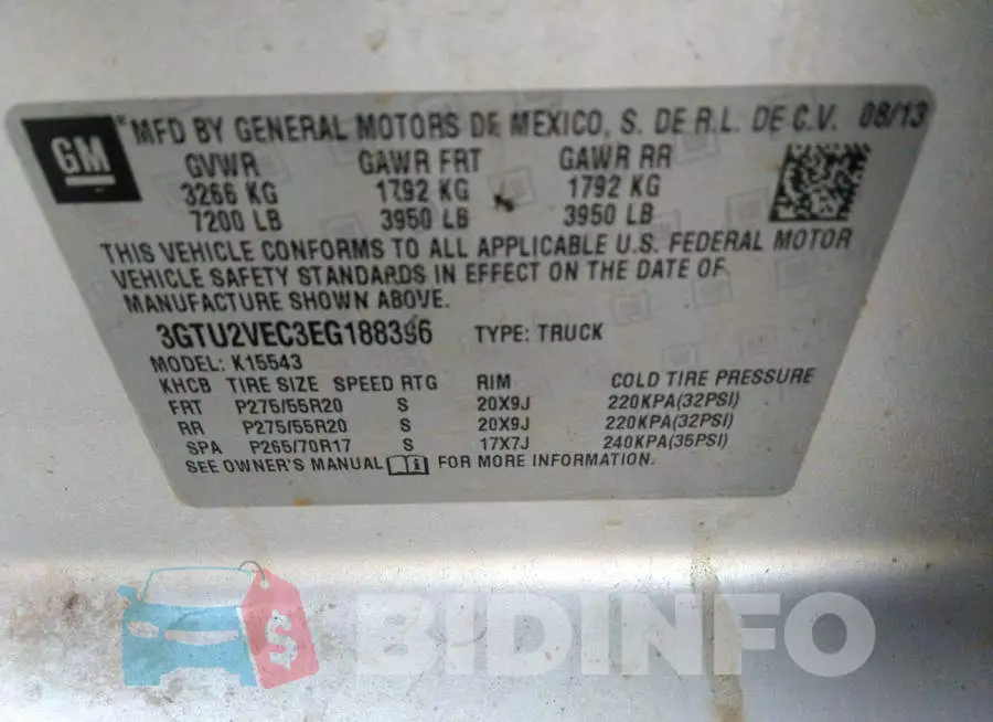3GTU2VEC3EG188396 Photo# 9