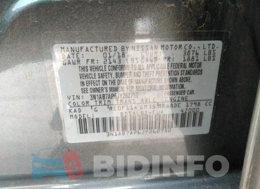 3N1AB7AP6JY262750 Photo# 9