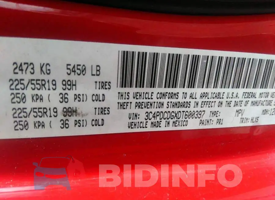 3C4PDCDGXDT600397 Photo# 9