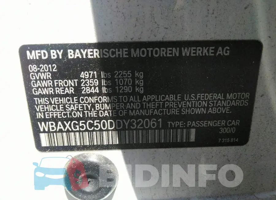 WBAXG5C50DDY32061 Photo# 9
