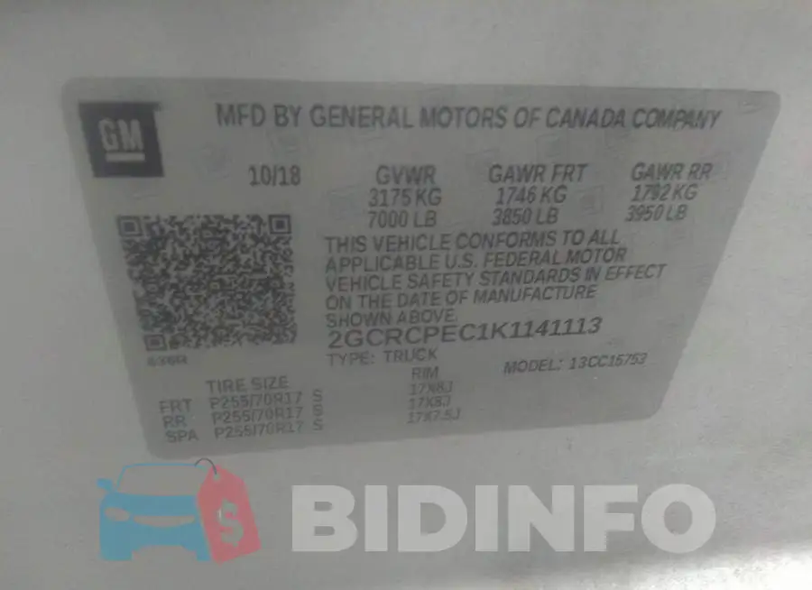2GCRCPEC1K1141113 Photo# 9