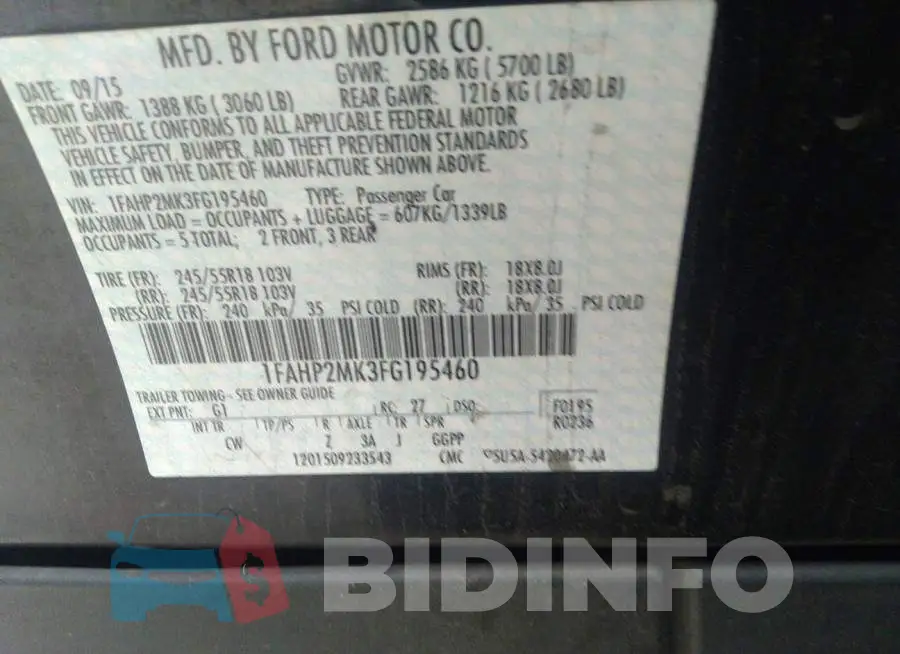 1FAHP2MK3FG195460 Photo# 9