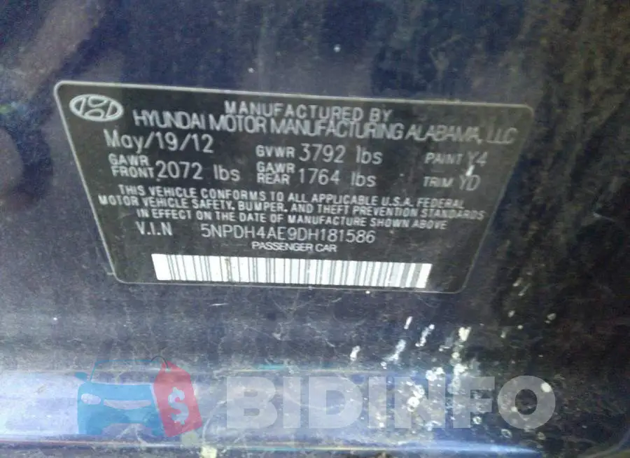 5NPDH4AE9DH181586 Photo# 9