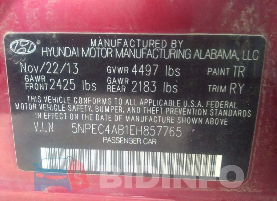5NPEC4AB1EH857765 Photo# 9