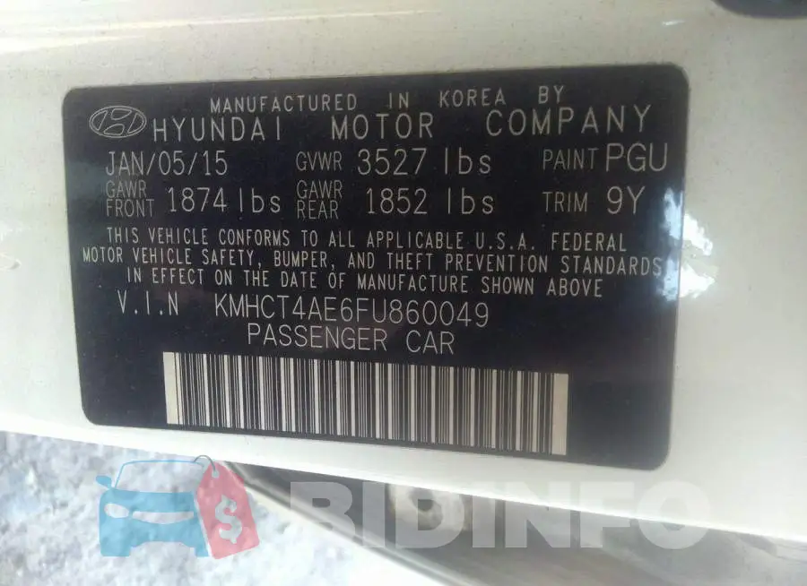 KMHCT4AE6FU860049 Photo# 9
