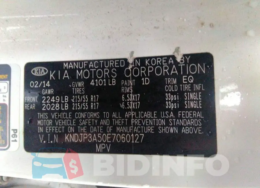 KNDJP3A50E7060127 Photo# 9
