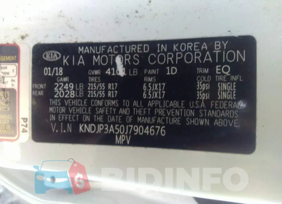 KNDJP3A50J7904676 Photo# 8