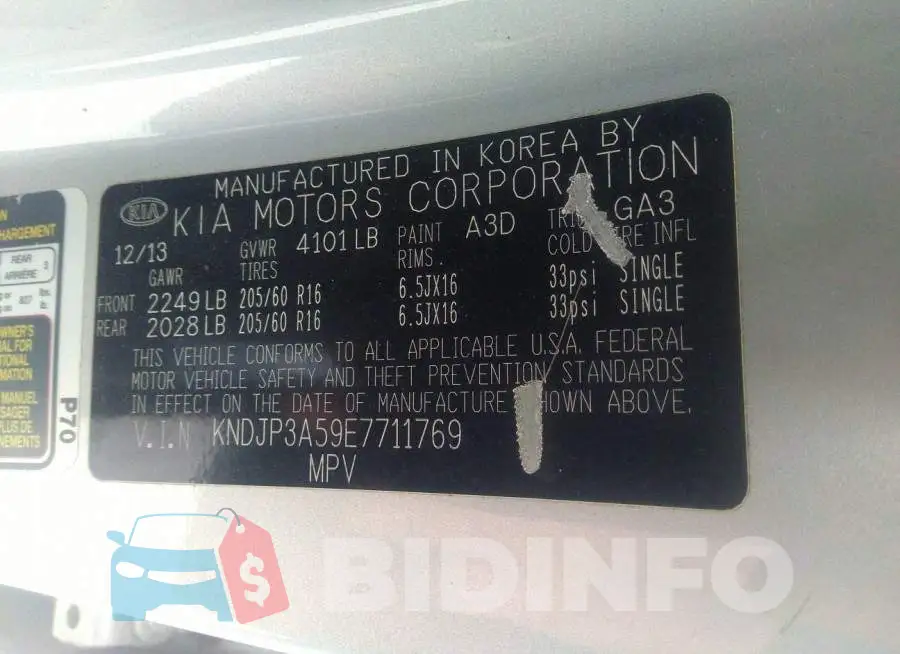 KNDJP3A59E7711769 Photo# 9