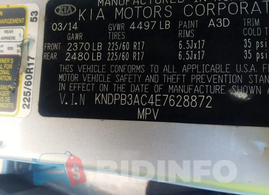 KNDPB3AC4E7628872 Photo# 9
