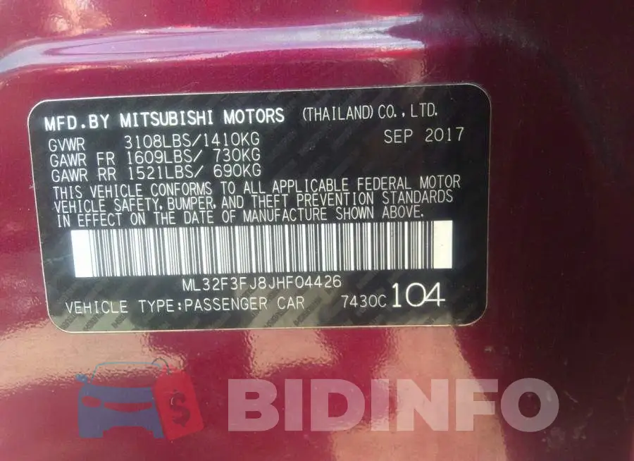 ML32F3FJ8JHF04426 Photo# 9
