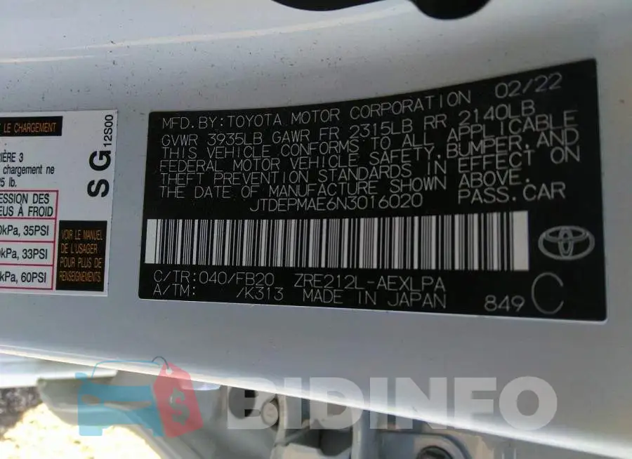 JTDEPMAE6N3016020 Photo# 9