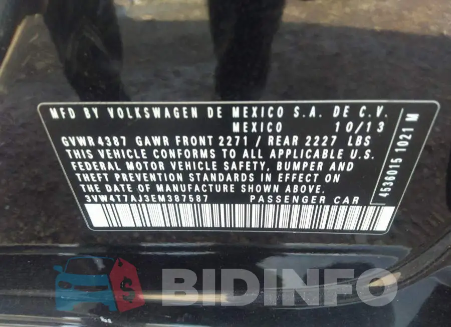 3VW4T7AJ3EM387587 Photo# 9